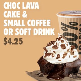 DEAL: Hungry Jack's App - $4.25 Choc Lava Cake & Small Coffee or Soft Drink 1 DEAL: Hungry Jack's App - $4.25 Choc Lava Cake & Small Coffee or Soft Drink 1