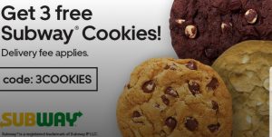 DEAL: Uber Eats 3COOKIES Promo Code - 3 Free Subway Cookies ($9 off) 3