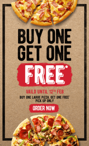 DEAL: Pizza Hut - Buy One Get One Free Large Pizzas (until 12 February 2019) 3