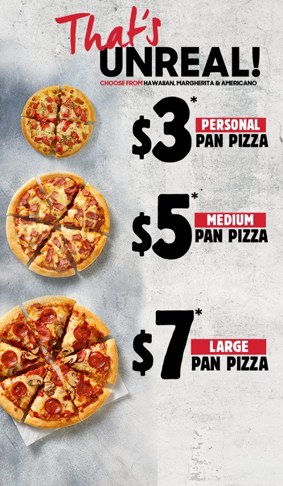 DEAL Pizza Hut 3 Personal Pan Pizzas, 5 Medium Pizzas, 7 Large