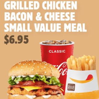 DEAL: Hungry Jack's App - $6.95 Small Grilled Chicken Bacon & Cheese Meal 2 DEAL: Hungry Jack's App - $6.95 Small Grilled Chicken Bacon & Cheese Meal 2