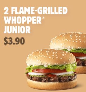 DEAL: Hungry Jack's App - 2 Whopper Juniors for $3.95 1