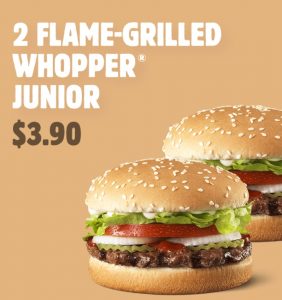 DEAL: Hungry Jack's App - 2 Whopper Juniors for $3.95 3