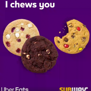 DEAL: Uber Eats ICHEWSYOU Promo Code - 3 Free Subway Cookies ($5 off) 1