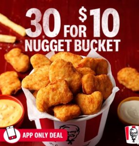 DEAL: KFC - 30 Nuggets for $10 (KFC App in WA Only) 3