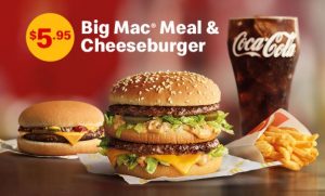 DEAL: McDonald’s - $5.95 Small Big Mac Meal + Extra Cheeseburger (28 August to 5 September 2023) 1