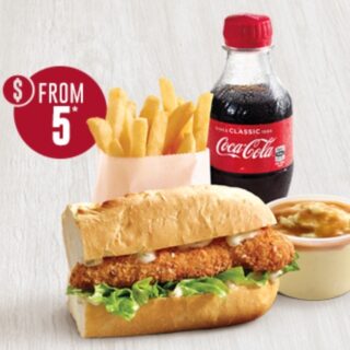 DEAL: Red Rooster - $5 Rippa Lunch (Half Rippa Roll, Small Chips, Mash & Gravy & 250ml Coke) 8