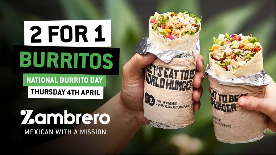 DEAL: Zambrero National Burrito Day - 2 For 1 Burritos (4 April 2019) 12