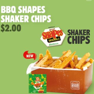 DEAL: Hungry Jack's App - $2 BBQ Shapes Shaker Chips 6 DEAL: Hungry Jack's App - $2 BBQ Shapes Shaker Chips 6