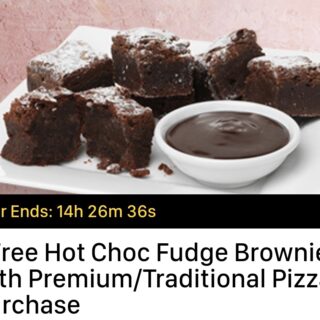 DEAL: Domino's - Free Choc Fudge Brownies with Traditional/Premium Pizza (18 April) 9 DEAL: Domino's - Free Choc Fudge Brownies with Traditional/Premium Pizza (18 April) 9