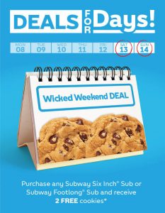 DEAL: Subway - 2 Free Cookies with Sub purchase (13 and 14 April 2019) 3