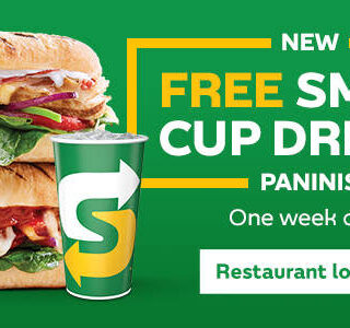DEAL: Subway - Free Small Cup Drink with Panini purchase for Eat Fresh Club members (until 15 May 2019) 7 DEAL: Subway - Free Small Cup Drink with Panini purchase for Eat Fresh Club members (until 15 May 2019) 7