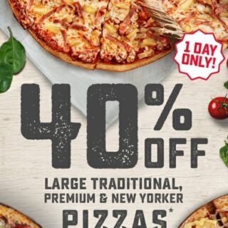 DEAL: Domino's 40% off Large Traditional, Premium & New Yorker Pizzas (7 August 2019) 10