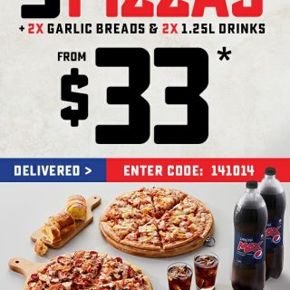 DEAL: Domino's - 3 Traditional Pizzas, 2 Garlic Breads & 2 1.25L Drinks $33 Delivered (1 June 2019) 9