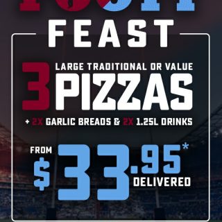 DEAL: Domino's - 3 Traditional Pizzas, 2 Garlic Breads & 2 1.25L Drinks $33.95 Delivered (5 June 2019) 8