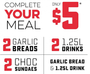 DEAL: Domino's - 2 Sides for $5 (2 Garlic Breads/2 1.25L Drinks/Garlic Bread+1.25L Drink) 3