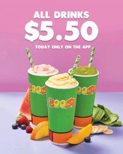 DEAL: Boost Juice App - Any Drink for $5.50 on Tuesday 30 July 2019 8