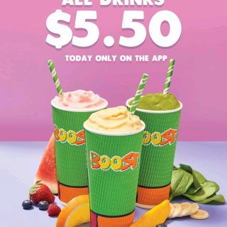 DEAL: Boost Juice App - All Drinks for $5.50 on Tuesday 1 October 2019 2