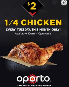 DEAL: Oporto - $2 1/4 Chicken on Tuesdays (SA only) 3