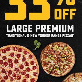 DEAL: Domino's 33% off Large Traditional, Premium & New Yorker Pizzas (19 December 2019) 1