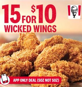 DEAL: KFC - 15 Wicked Wings for $10 (VIC & App Only) 28