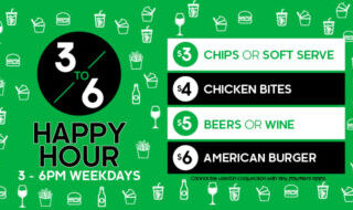 DEAL: Burger Project - $3 Chips, $3 Soft Serve, $4 Chicken Bites, $5 Beer or Wine, $6 American Burger (3-6pm Weekdays) 5