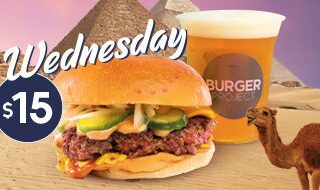DEAL: Burger Project - $15 Cheese or American Burger + Beer, Wine or Cider on Wednesdays 7