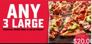 DEAL: Domino's - Any 3 Large Pizzas $20 Pickup including Premium and Traditional (until 14 October 2019) 3