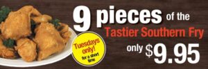 DEAL: Kingsley's Chicken - 9 Pieces of Southern Fry Chicken for $9.95 on Tuesdays (ACT/NSW) 1