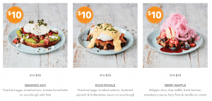 DEAL: Rashays $10 Breakfast with Free Coffee (Smashed Avo, Eggs Royale, Berry Waffle) 3