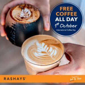 DEAL: Rashays - Free Coffee on International Coffee Day (1 October 2019) 1