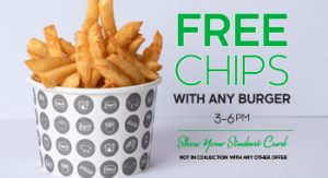 DEAL: Burger Project - Free Chips with Any Burger for Students between 3-6pm 3