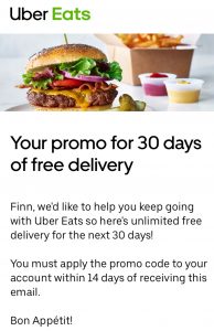 DEAL: Uber Eats - Free 30 Days of Deliveries for Targeted Users 3