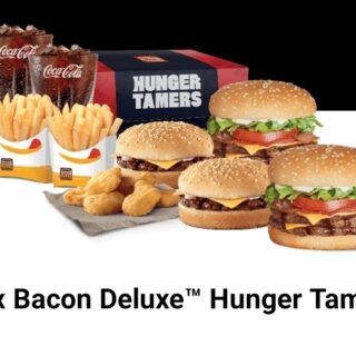 DEAL: Hungry Jack's App - 2 Bacon Deluxe Hunger Tamers for $19.95 4 DEAL: Hungry Jack's App - 2 Bacon Deluxe Hunger Tamers for $19.95 4