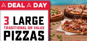 DEAL: Domino's Offers App - 3 Large Traditional/Value Pizzas for $24 Delivered (21 November 2019) 1