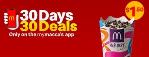 DEAL: McDonald’s - $1.50 McFlurry on mymacca's app (19 November 2019 - 30 Days 30 Deals) 1