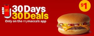 DEAL: McDonald’s - $1 Cheeseburger on mymacca's app (13 November 2019 - 30 Days 30 Deals) 3