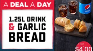 DEAL: Domino's Offers App - $4 Garlic Bread + 1.25L Drink (30 November 2019) 1