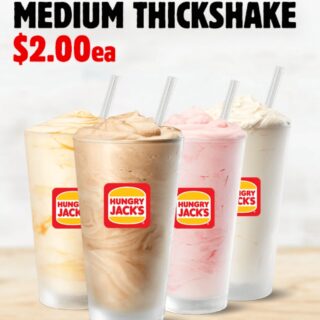 DEAL: Hungry Jack's App - $2 Medium Thickshake (until 20 January 2020) 4 DEAL: Hungry Jack's App - $2 Medium Thickshake (until 20 January 2020) 4