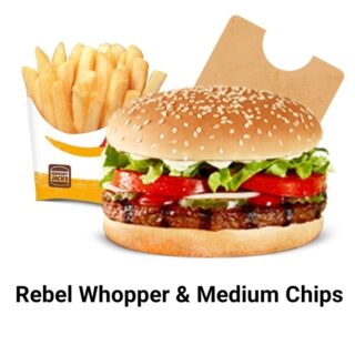 DEAL: Hungry Jack's App - $6.95 Rebel Whopper + Medium Chips 10 DEAL: Hungry Jack's App - $6.95 Rebel Whopper + Medium Chips 10