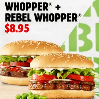 DEAL: Hungry Jack's App - $8.95 Rebel Whopper & Whopper (until 20 January 2020) 5 DEAL: Hungry Jack's App - $8.95 Rebel Whopper & Whopper (until 20 January 2020) 5