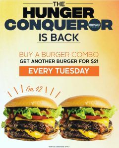 DEAL: Burger Project - Buy One Get One Free Large Burger Combo on Mondays 4