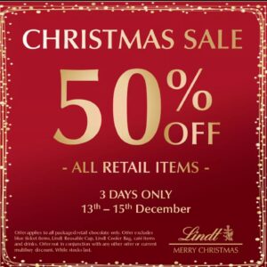 DEAL: Lindt Chocolate Shops - 50% off Retail Items from 13-15 December 2019 1