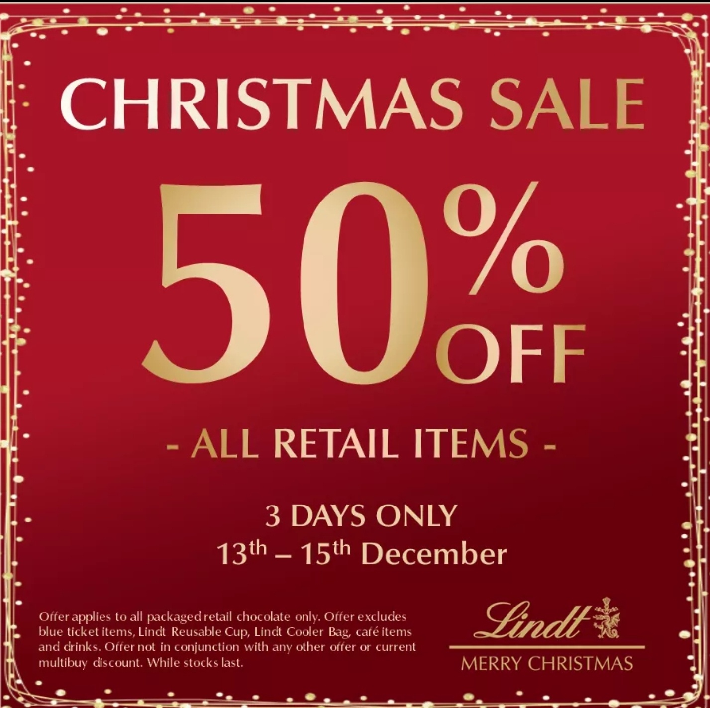 DEAL: Lindt Chocolate Shops - 50% off Retail Items from 13-15 December 2019 4