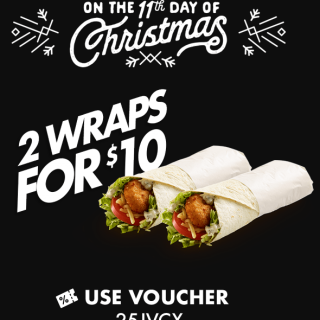 DEAL: Red Rooster - 2 Wraps for $10 (11 to 15 December 2019 - 25 Days of Christmas) 1