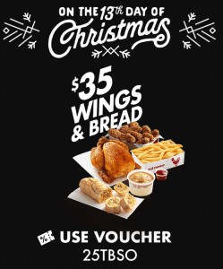 DEAL: Red Rooster - $35 Wings and Bread (13 to 17 December 2019 - 25 Days of Christmas) 3