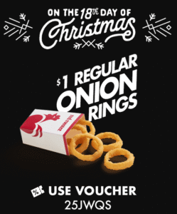 DEAL: Red Rooster - $1 Regular Onion Rings (18 to 22 December 2019 - 25 Days of Christmas) 1