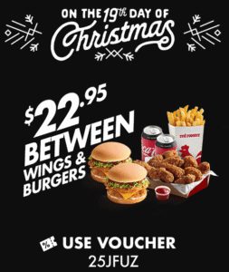 DEAL: Red Rooster - $22.95 Between Wings & Burgers Meal (19 to 23 December 2019 - 25 Days of Christmas) 1