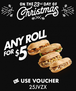 DEAL: Red Rooster - Any Roll for $5 (23 to 27 December 2019 - 25 Days of Christmas) 3