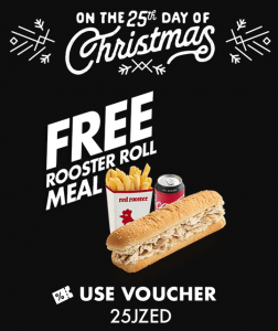 DEAL: Red Rooster - Free Rooster Roll Meal (25 to 29 December 2019 - 25 Days of Christmas) 3